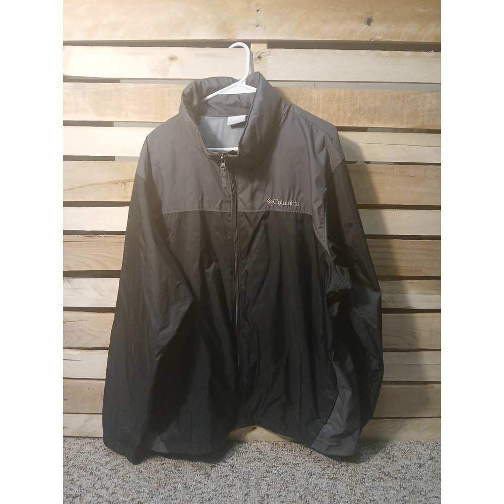 Columbia Men's Windbreaker Jacket Zipper Front Black / Gray Sign Front Size XL